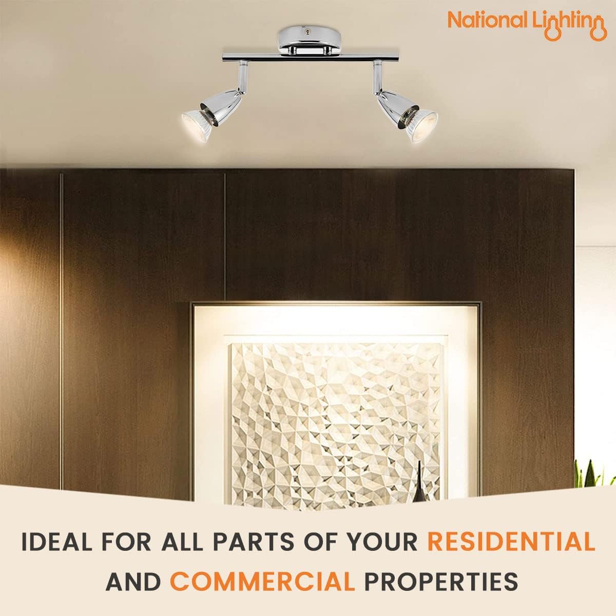 Amalfi 2 Way Adjustable Bar Spotlight Fixture - IP20 Semi Flush Ceiling Light - GU10 LED Compatible Spotlight Lamp - Residential and Commercial Dimmable Light Fitting | Antique Brass Finish