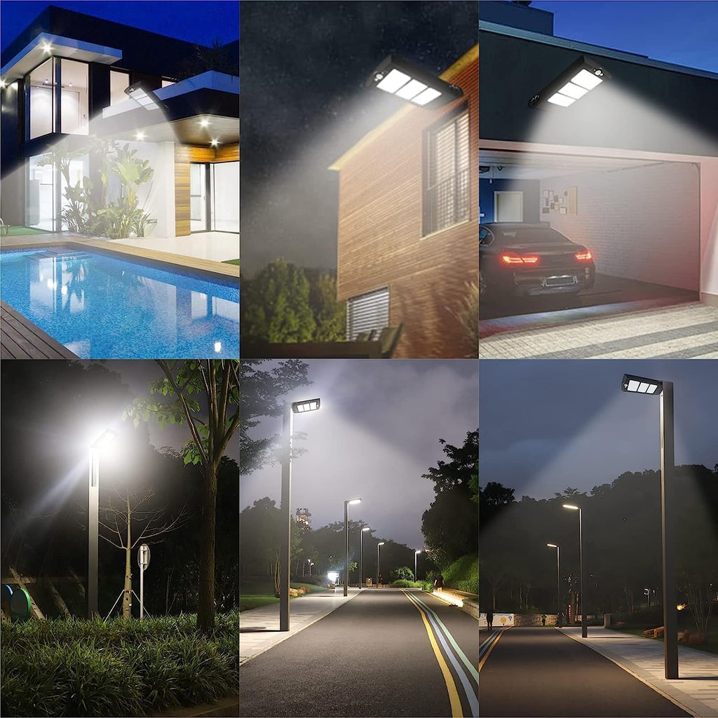 Solar Street Lights Outdoor Waterproof, Dusk to Dawn, with Motion Sensor and Remote Control, Suitable for courtyards, Gardens, Streets, Garage, Wall Mount 30000LM