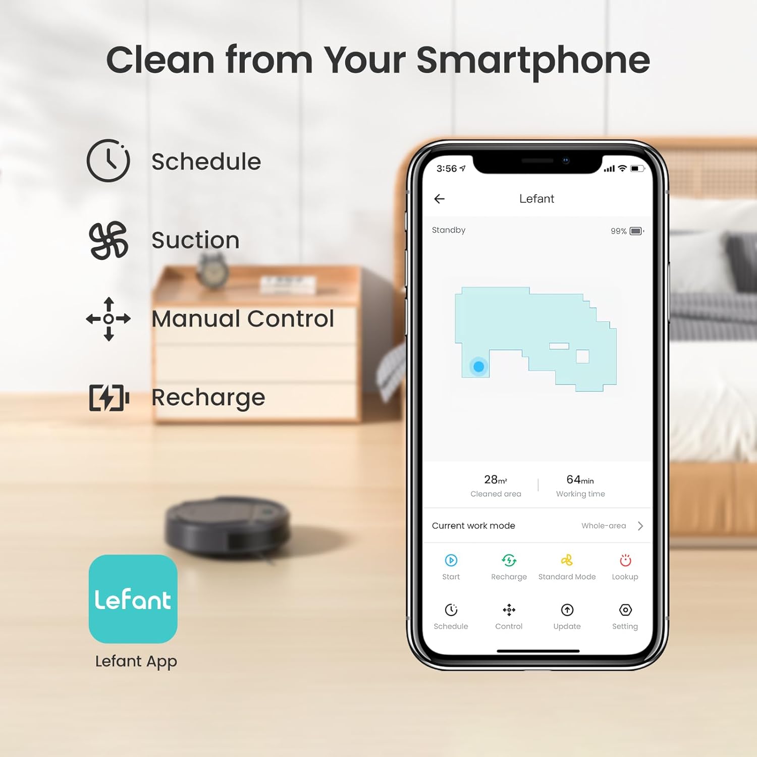 M210P Grey Robot Vacuum Cleaner Remote Control, Small Robot Robotic Vacuum 7.8cm Thin 28cm DIA, 2200 Pa Suction, Alexa Voice Control Self-Charging Robotic Vacuum Ideal for Pet Hair Hard Floor