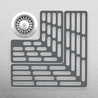 Sink Saver- 2 piece Adjustable Kitchen Sink Protector Mat with non slip feet, Grey