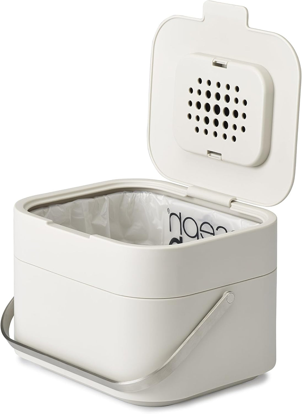 Intelligent Waste, Stack 4 Kitchen Food Waste Compost Caddy Recycling Bin with Odour Filter, 4 Litre / 1 Gallon - Stone