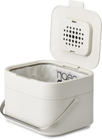 Intelligent Waste, Stack 4 Kitchen Food Waste Compost Caddy Recycling Bin with Odour Filter, 4 Litre / 1 Gallon - Stone