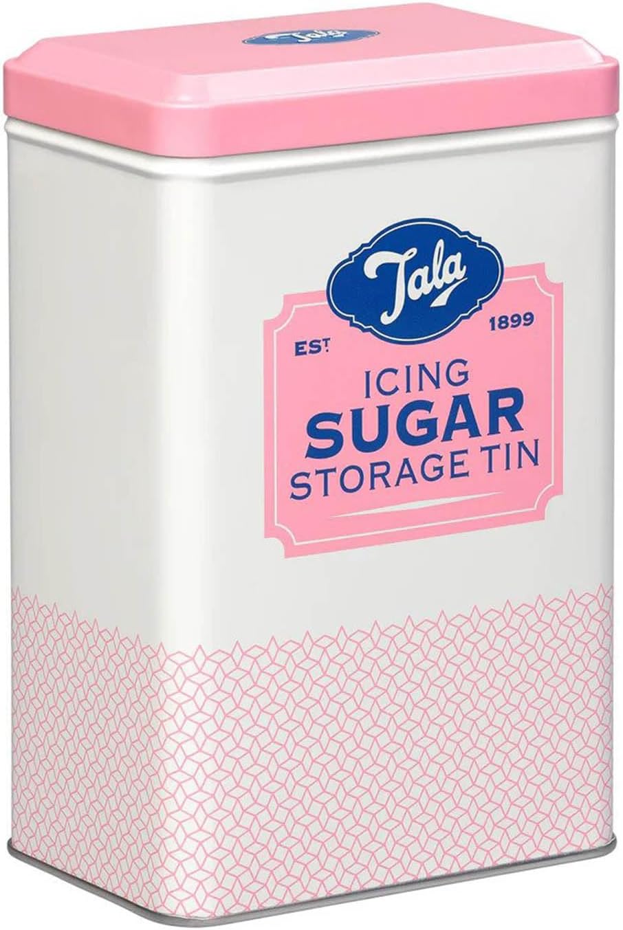 Originals Metal Pink and Cream Nostalgic Design Storage Tin, 18.5x18.5x19 cm | Holds a Full Bag of Icing Sugar | Stylish Kitchen Storage