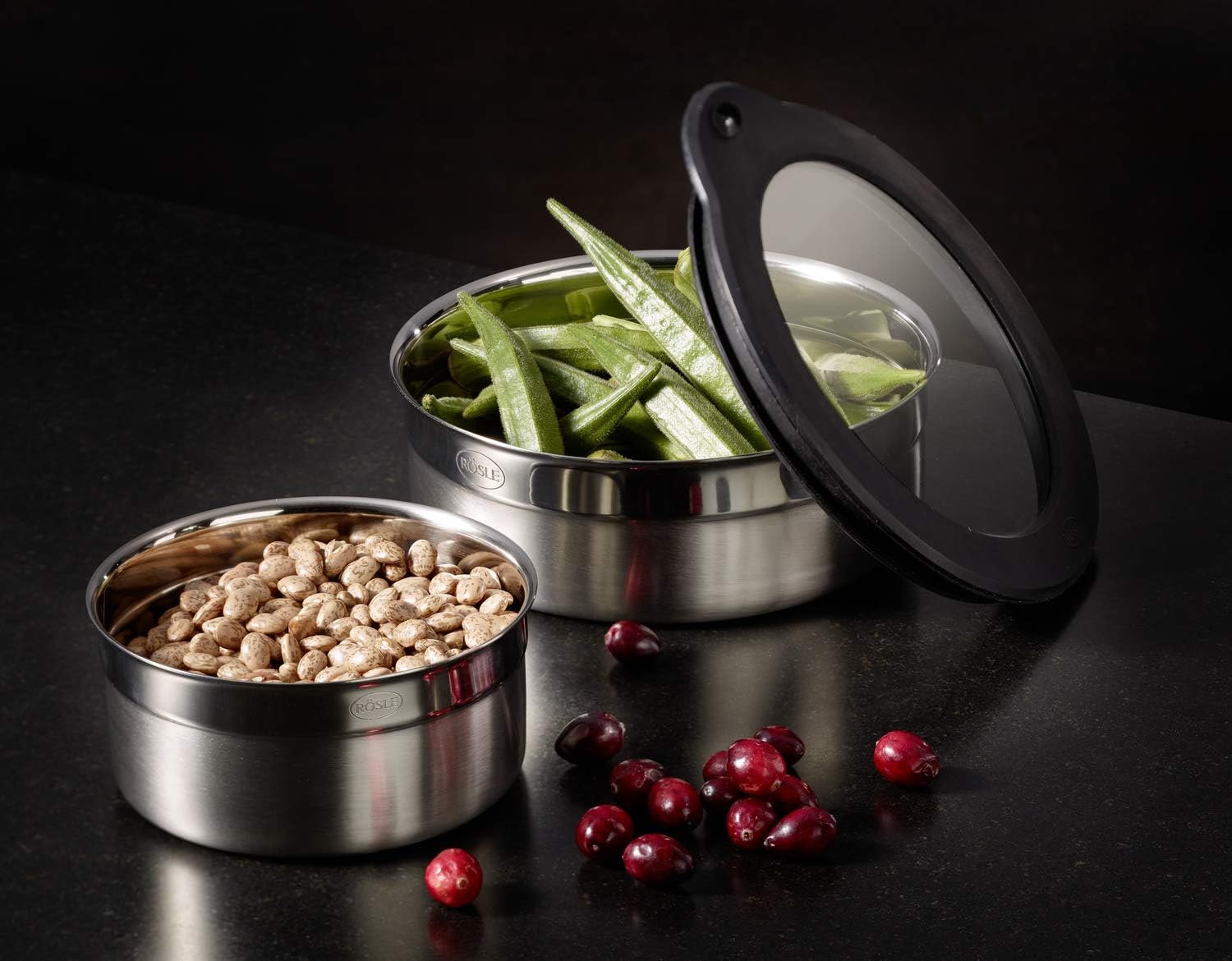 RÖSLE Tin with Keep-Fresh Lid, High-Quality Tin for Storing Food, Hygienic and Tasteless, 18/10 Stainless Steel, Dishwasher-Safe, 12 cm
