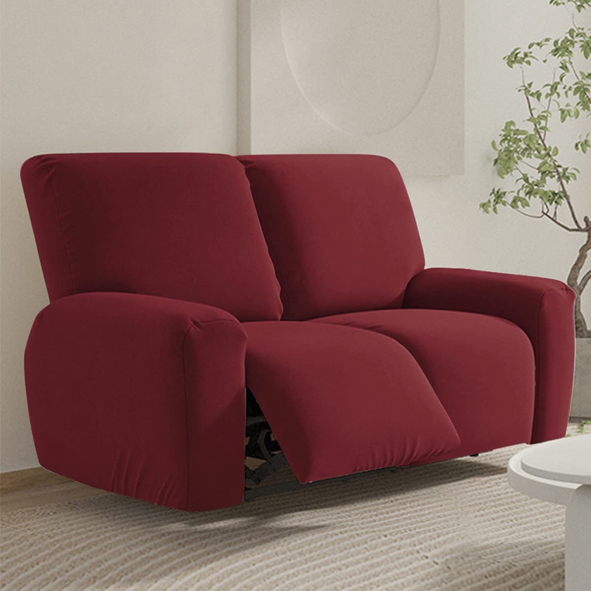 FANSU Recliner Chair Covers 2 Seater for Armchairs with Pockets, Stretch Recliner Slipcover for Electric Chair, Sofa Covers Furniture Protector for Living Room (2 Seater,red)