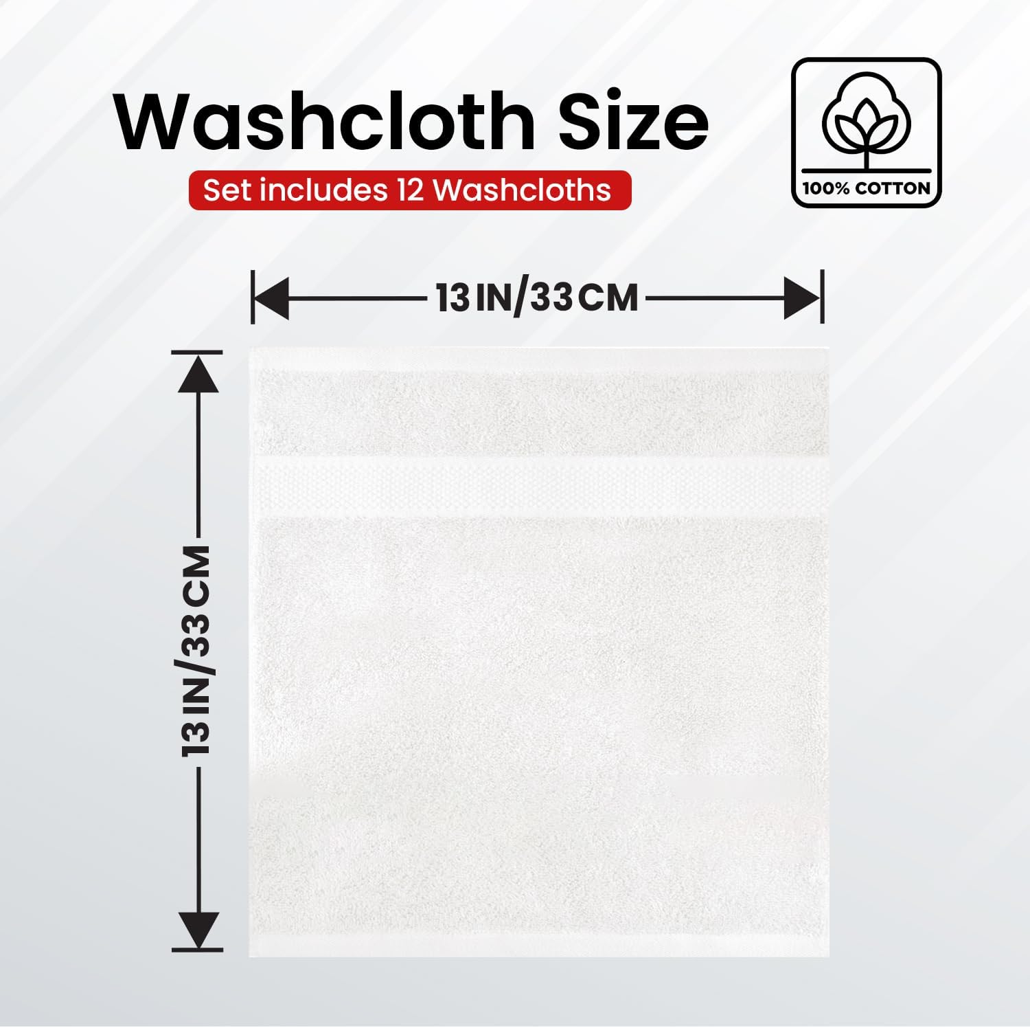 12 Pack Face Cloths |30x30 cm| 100% Cotton Wash Cloths - Ultra Soft & Highly Absorbent Fingertip Towels for Spa, Gym, Hotel & Bathroom |Brilliant White|