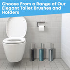 Santorini Toilet Brush & Holder for Bathroom, Flexible Toilet Bowl Plastic Brush Head for Deep Cleaning, Compact Size, Elegant Design – Chrome