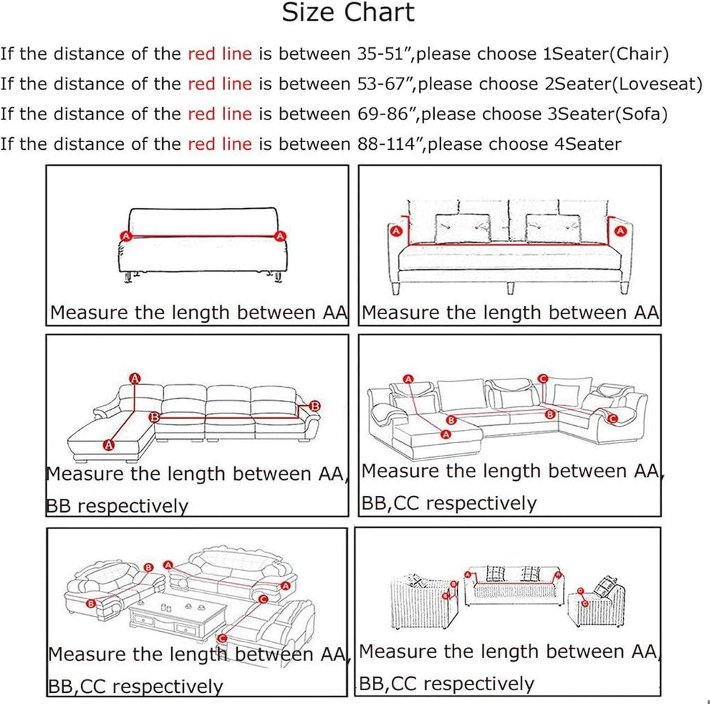 Stretch Sofa Coves, Polyester Spandex Printed Elastic Couch Sofa Slipcovers, 4 Seater Furniture Protector Covers, 88-114" Long with Anti-Slip Foam (DreamFlower)