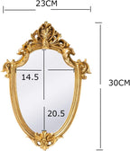 Funly mee 30×23 CM Antique Decorative Wall Mirror Gold Shield Shape (Small)