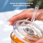 Cold Cup - Clear Plastic, Reusable Ice Coffee Cup with Lid and Straw - Large 16oz (454ml)