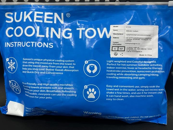Sukeen Cooling Towels, 4 Pack Neck & Soft Breathable Sweat Towel for Men & Women Work Out Sports Yoga Golf (40"x12")