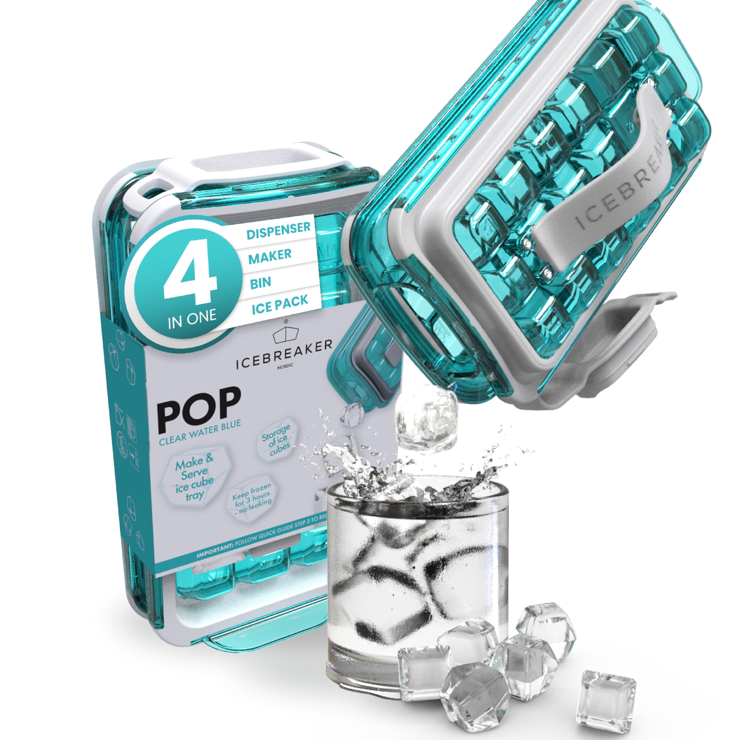 ICEBREAKER POP 2.0 2024: Sanitary Silicone Ice Cube Tray for Freezer | Patented Ice Trays Make 18 Cubes