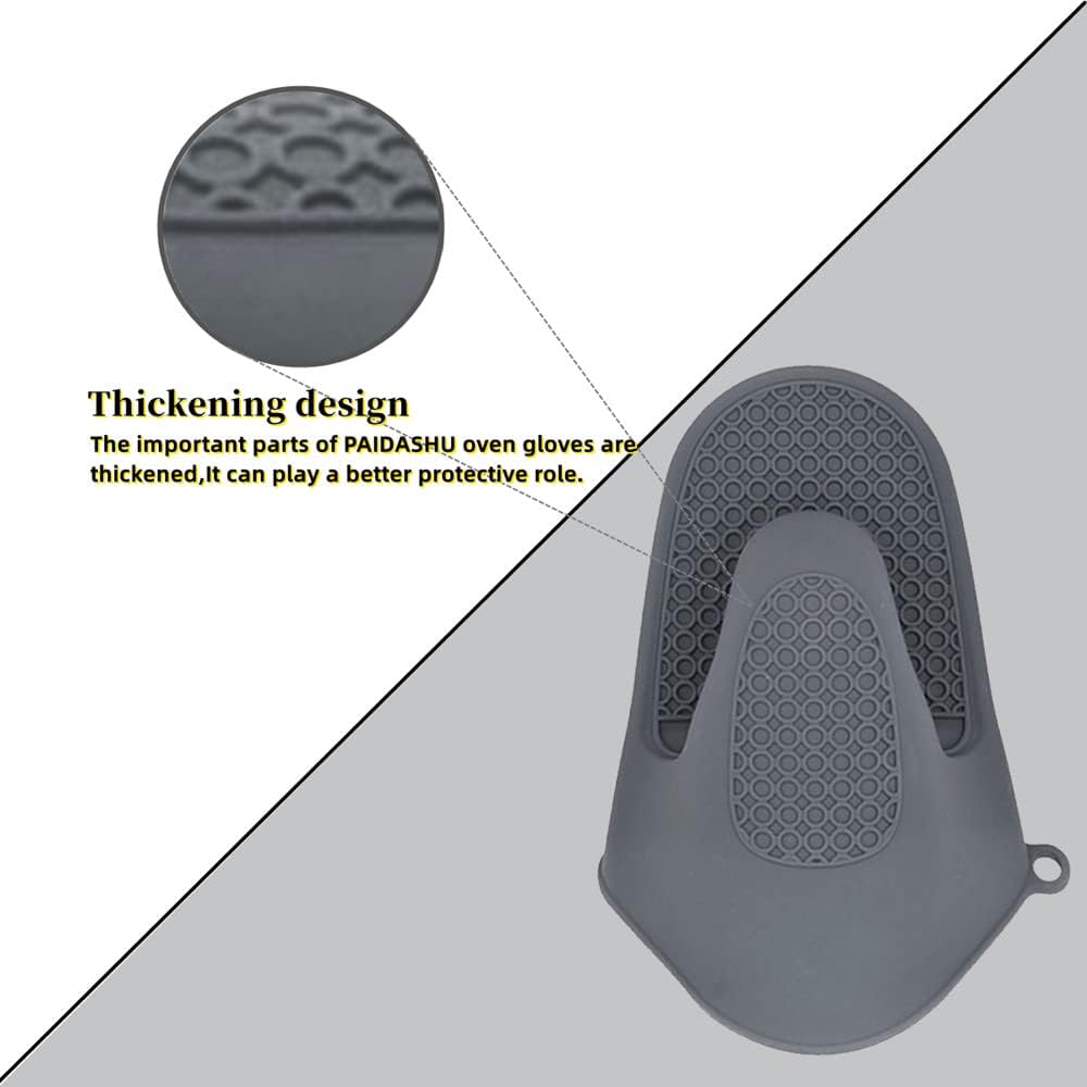 Oven Glove Thicken Silicone Pot Holder Mini Oven Mitt Heat Resistant Pinch Covers for Baking, Cooking, Bbq Grilling (grey)