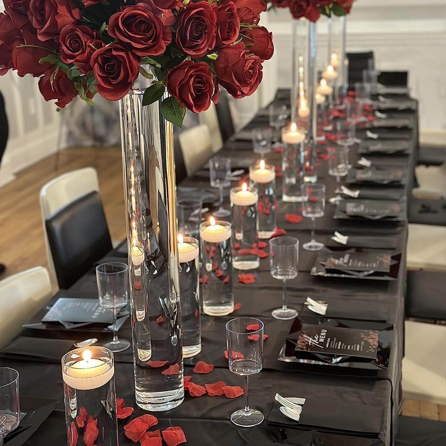 6 Pack Hurricane Candle Holder Glass Cylinder, 4 inch 6 inch 8 inch Glass Candle Holder, 10cm 15cm 20cm Clear Vases Flower Vases for Home Party Decorations Wedding Centrepieces