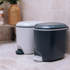 Premium Deluxe Bathroom Office Pedal Bin with Inner, 3.5 Litre, Light Grey & Charcoal Grey