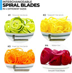 Premium Spiralizer for Vegetables with 3 Interchangeable Blades & Built-in Ribbon Blade - Professional Spiralizer with Stainless Steel Design, Strong Suction Base & Non-Slip Technology