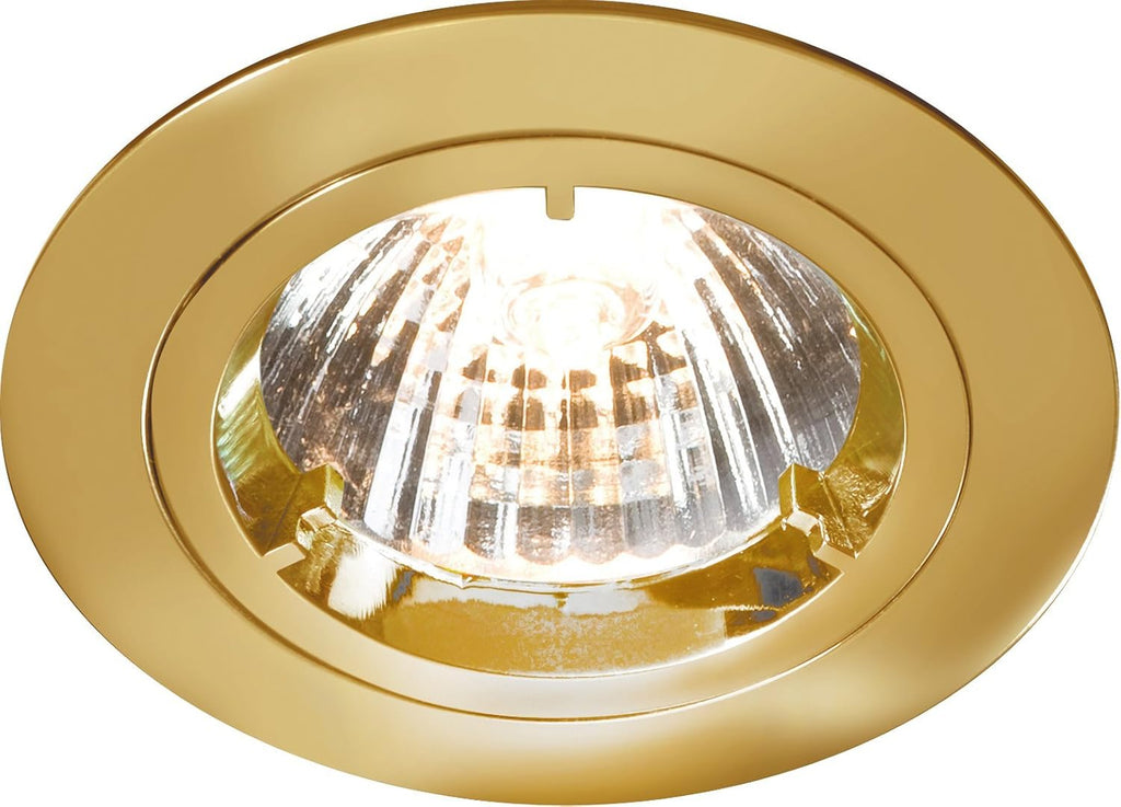 IP20 230V/12V GU10/MR16 Recessed Fixed Twist and Lock Aluminium Downlight, Brass