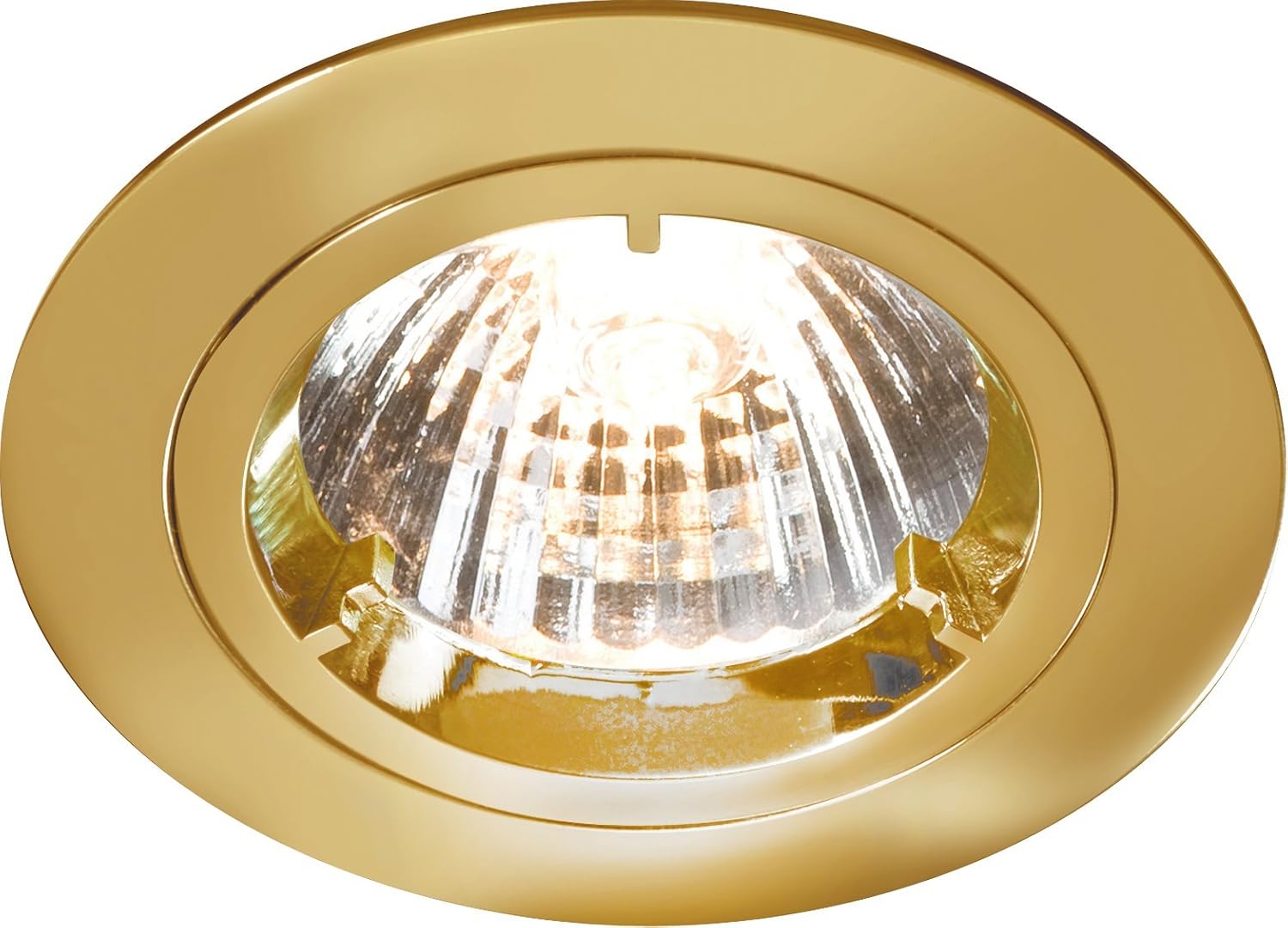 IP20 230V/12V GU10/MR16 Recessed Fixed Twist and Lock Aluminium Downlight, Brass Main image