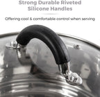 T80836 3-Tier Steamer with Encapsulated Base and Tempered Glass Lid with Steam Release Vent, Induction Compatible, Stainless Steel, Silver