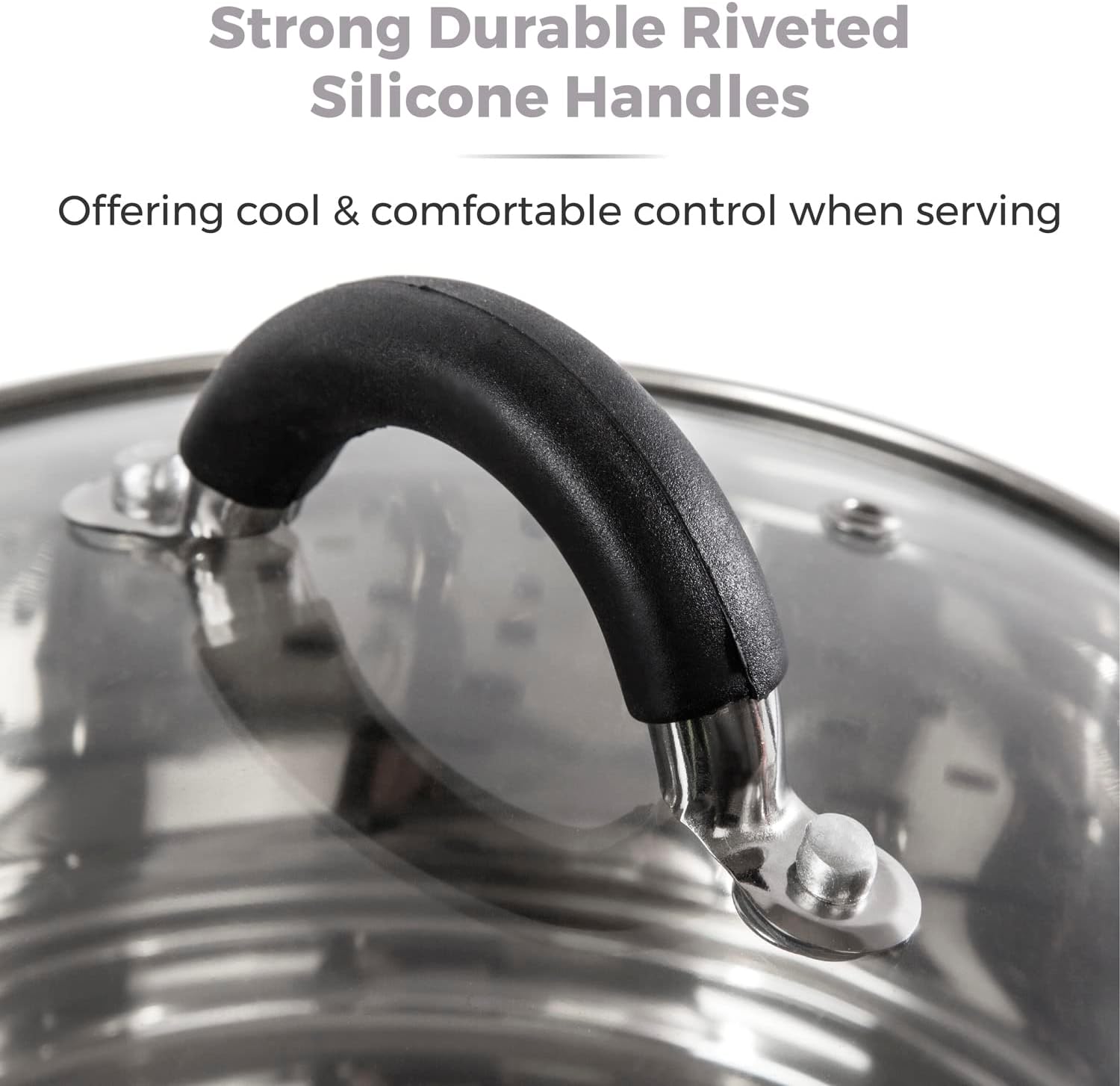 T80836 3-Tier Steamer with Encapsulated Base and Tempered Glass Lid with Steam Release Vent, Induction Compatible, Stainless Steel, Silver