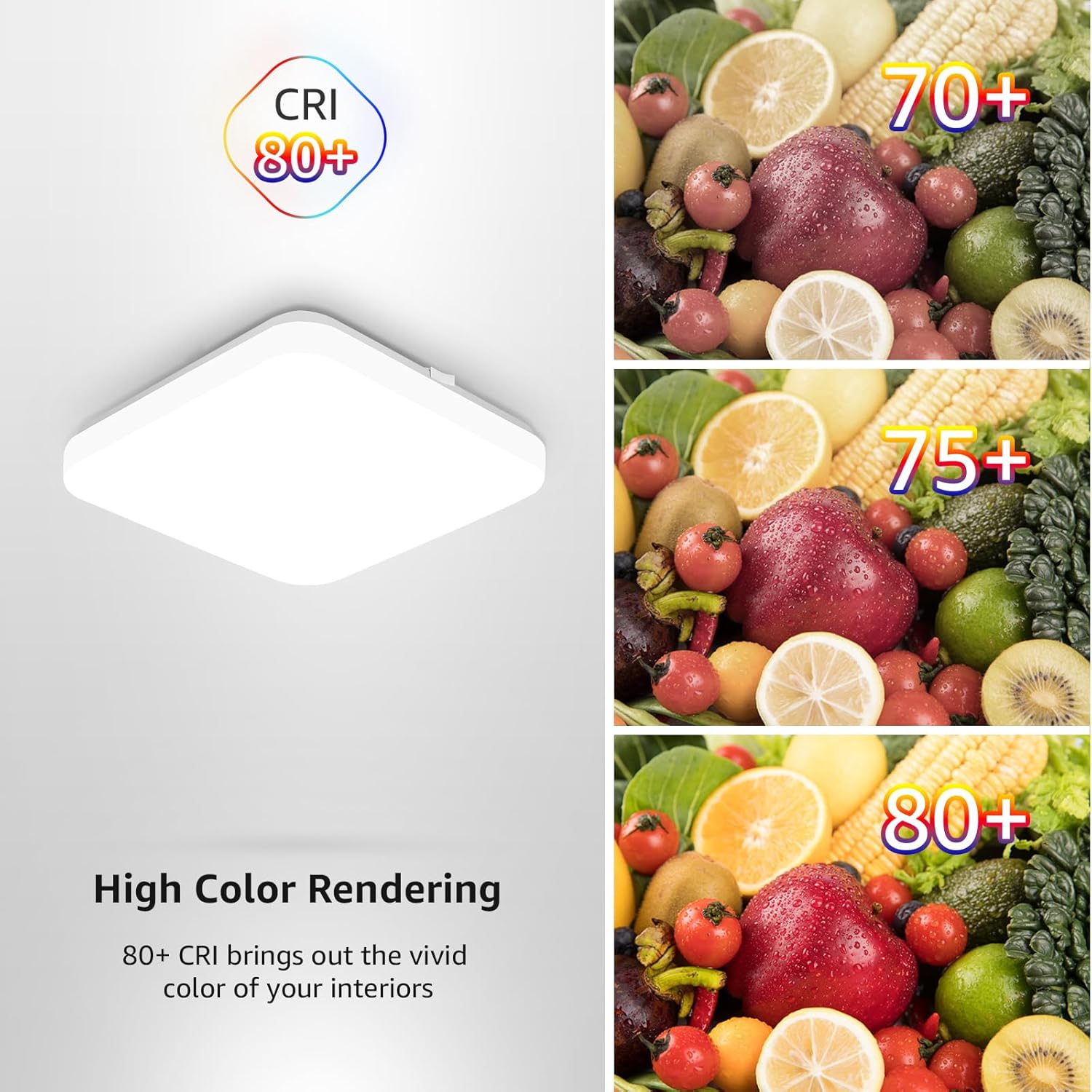 Ceiling Lights 24W, 2400lm Super Bright Square LED Ceiling Light, Daylight White 5000K, IP44 Waterproof Bathroom Light, for Office, Living Room, Bedroom, Kitchen, Hallway, Porch