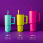 Kids 24 oz Tumbler with Handle and Silicone Straw Lid | Spill Proof and Leak Resistant | Reusable Stainless Steel Cup | Gift for Kids Boys Girls | Trek | 710ml | Almond Birch