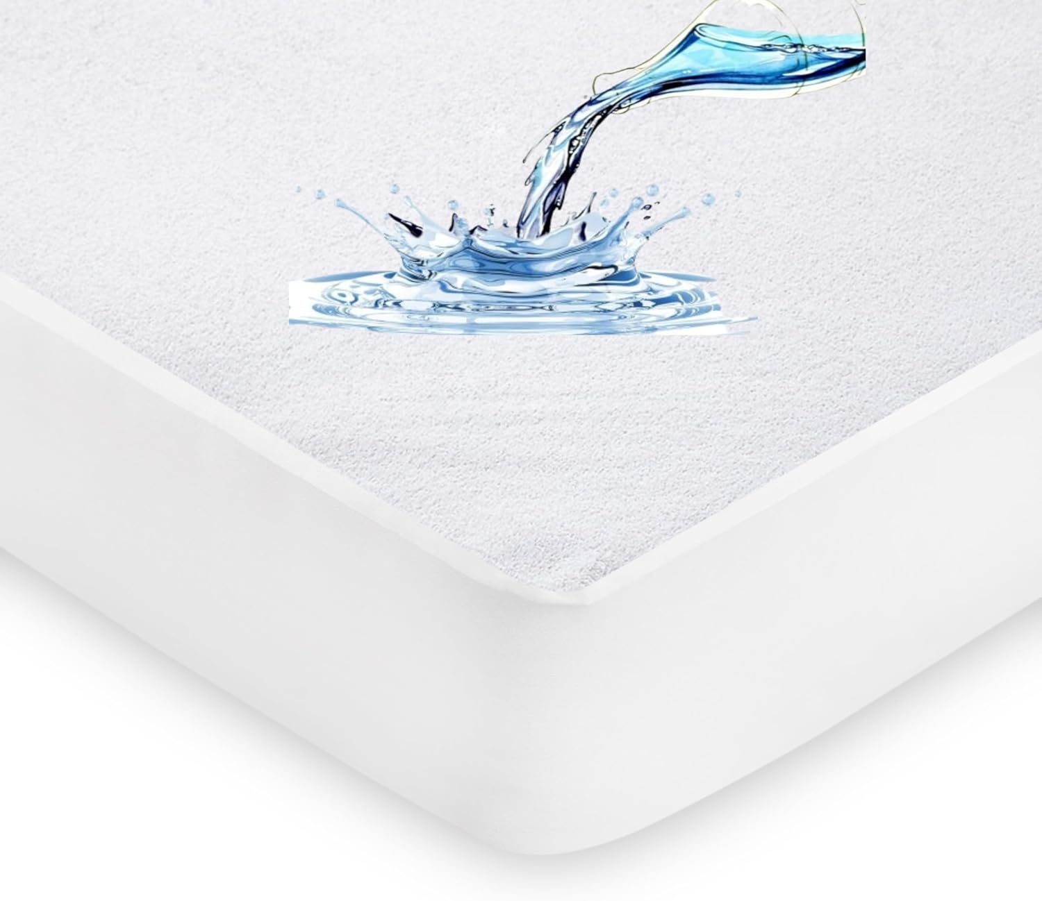 100% Waterproof Mattress Protector - 30 Cm Deep Stretch Skirt – Double (137x190) Cm Terry Towel Mattress Topper – Anti Allergy and Breathable Fitted Mattress Cover..(Double(137x190+30) Cm)