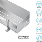 Shower Caddy,Bathroom Shelf Wall Mounted SUS 304 Stainless Steel Heavy Duty Shower Shelf With 2 pcs Hooks（Brushed Silver 15.8 Inch）