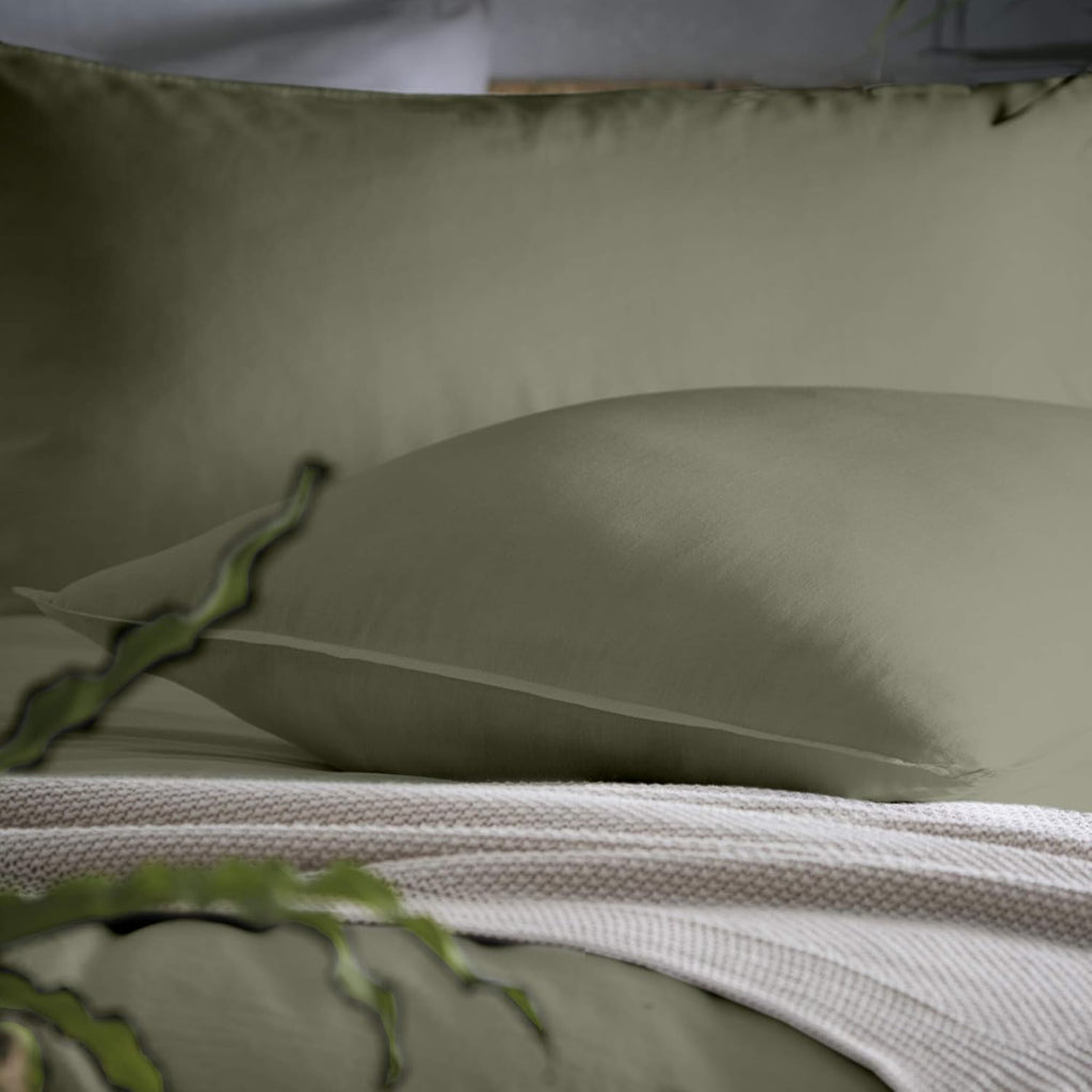 Cassia - Relaxed Cotton Duvet Cover Set, 100%, Khaki, Single