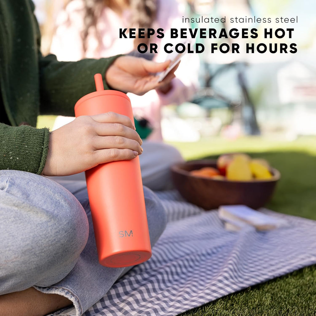 Insulated Tumbler with Lid and Straw | Iced Coffee Cup Reusable Stainless Steel Water Bottle Travel Mug | Gifts for Women Men Her Him | Classic Collection | 830ml | Forest