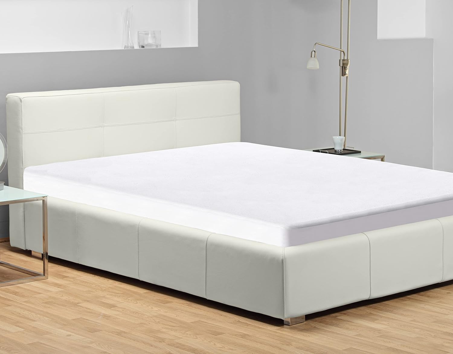 100% Waterproof Mattress Protector - 30 Cm Deep Stretch Skirt – Double (137x190) Cm Terry Towel Mattress Topper – Anti Allergy and Breathable Fitted Mattress Cover..(Double(137x190+30) Cm)