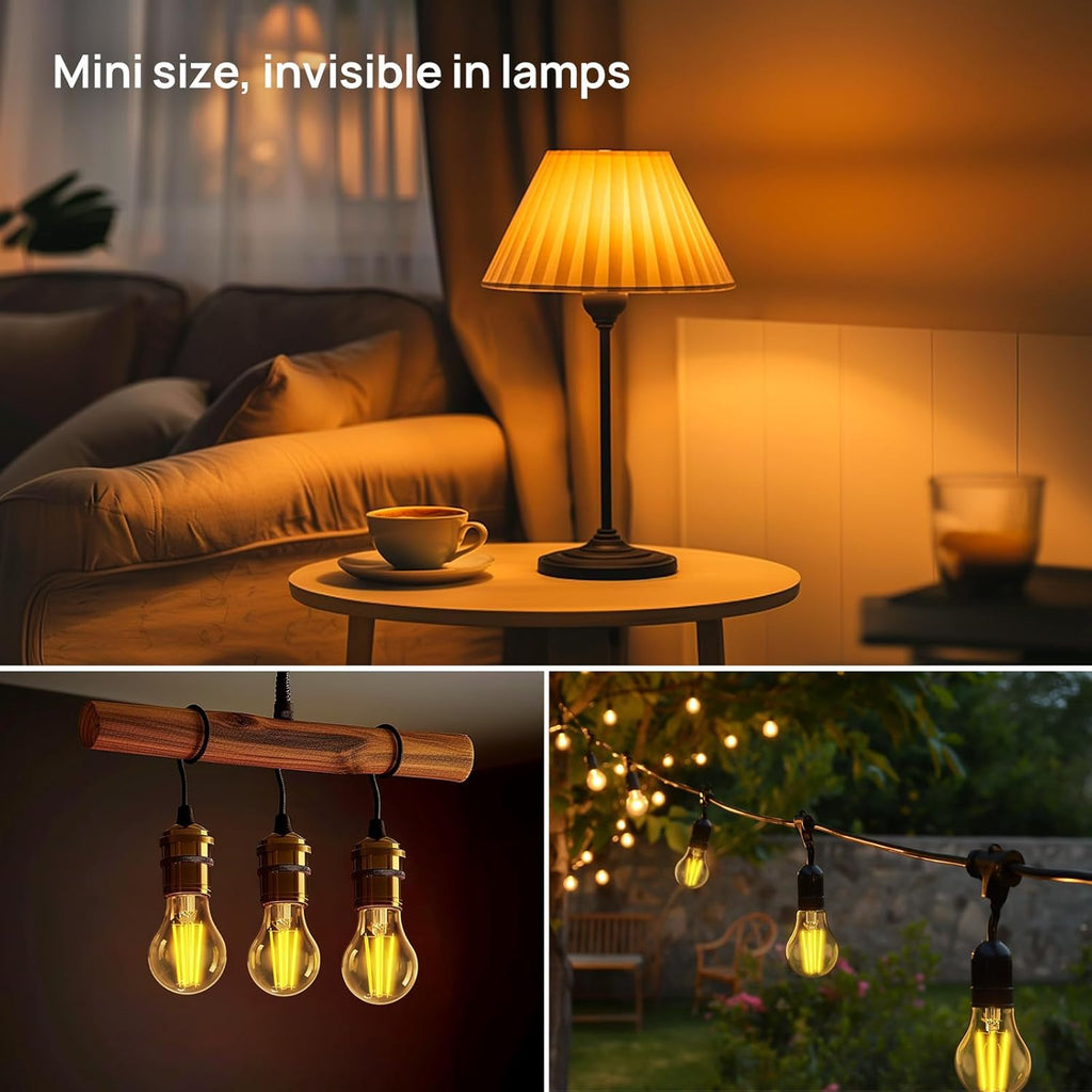 E27 LED Bulb, Energy Class A 3.8W=60W Equivalent, 2700K Warm White 806lm, Edison Screw in Light Bulb, Clear Glass Vintage Filament LED Bulb, 50000H Lifespan, 2-Pack