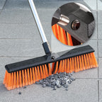18IN Garden Broom Outdoor Heavy Duty with Long Handle(64IN), Hard Yard Sweeping Brush with Stiff Bristle, Patio Large Brooms Outside, Industrial Wide Brushes Set, Strong Deck Cleaning Tool