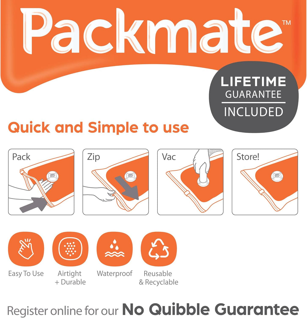 Packmate - 4 Medium 60 x 45cm Flat Vacuum Storage Bags Ð Ideal for Storing Baby Clothes, Pillows, Blankets, Towels and Much More