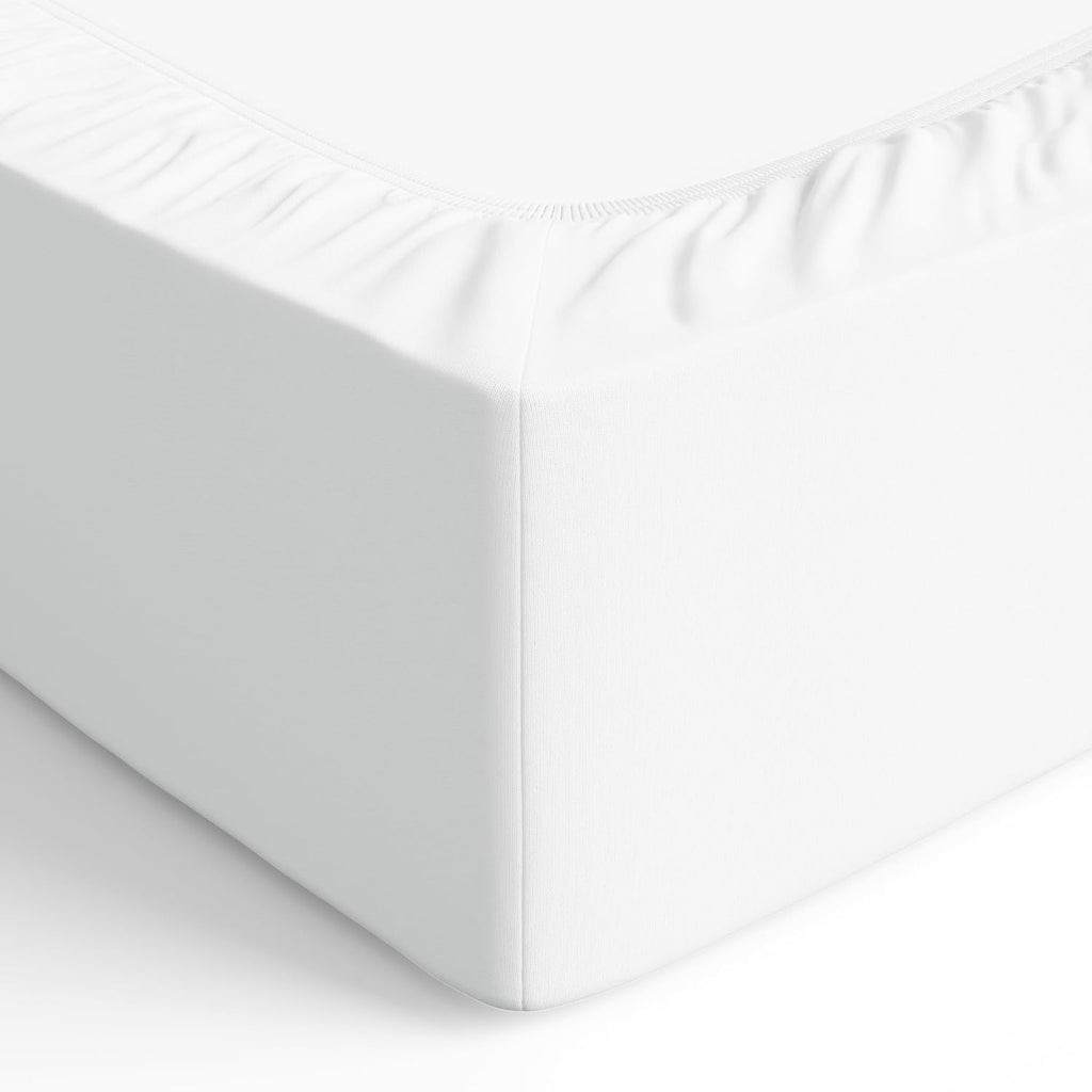 Bedding Jersey Cotton Small Single Fitted Sheet with 12 inch (30 cm) Deep Pocket, 80 x 200 cm, White