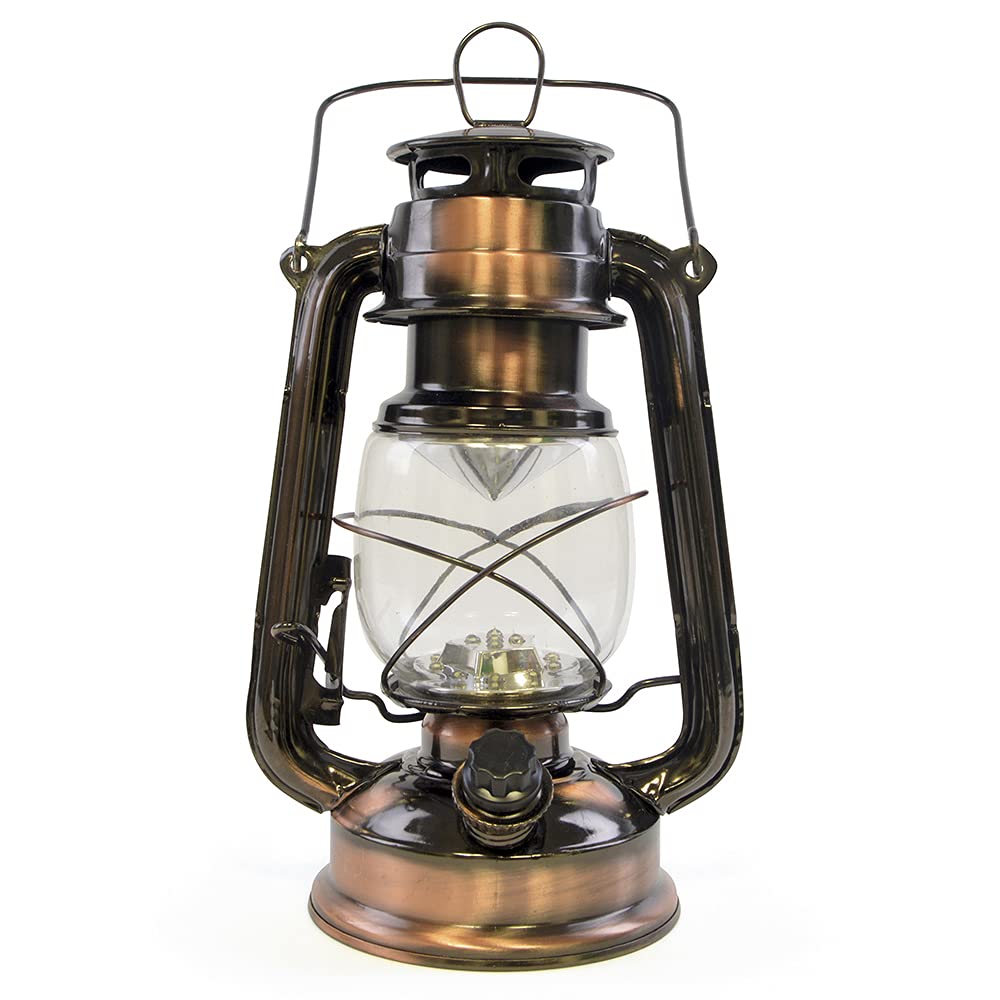 HomeLife Nebraska LED Storm Lamp with 15 Bright LED's / Carry Handle / Weatherproof Design / Variable Dimmer Settings / Energy Saving / Battery Operated - D1201CP - Copper