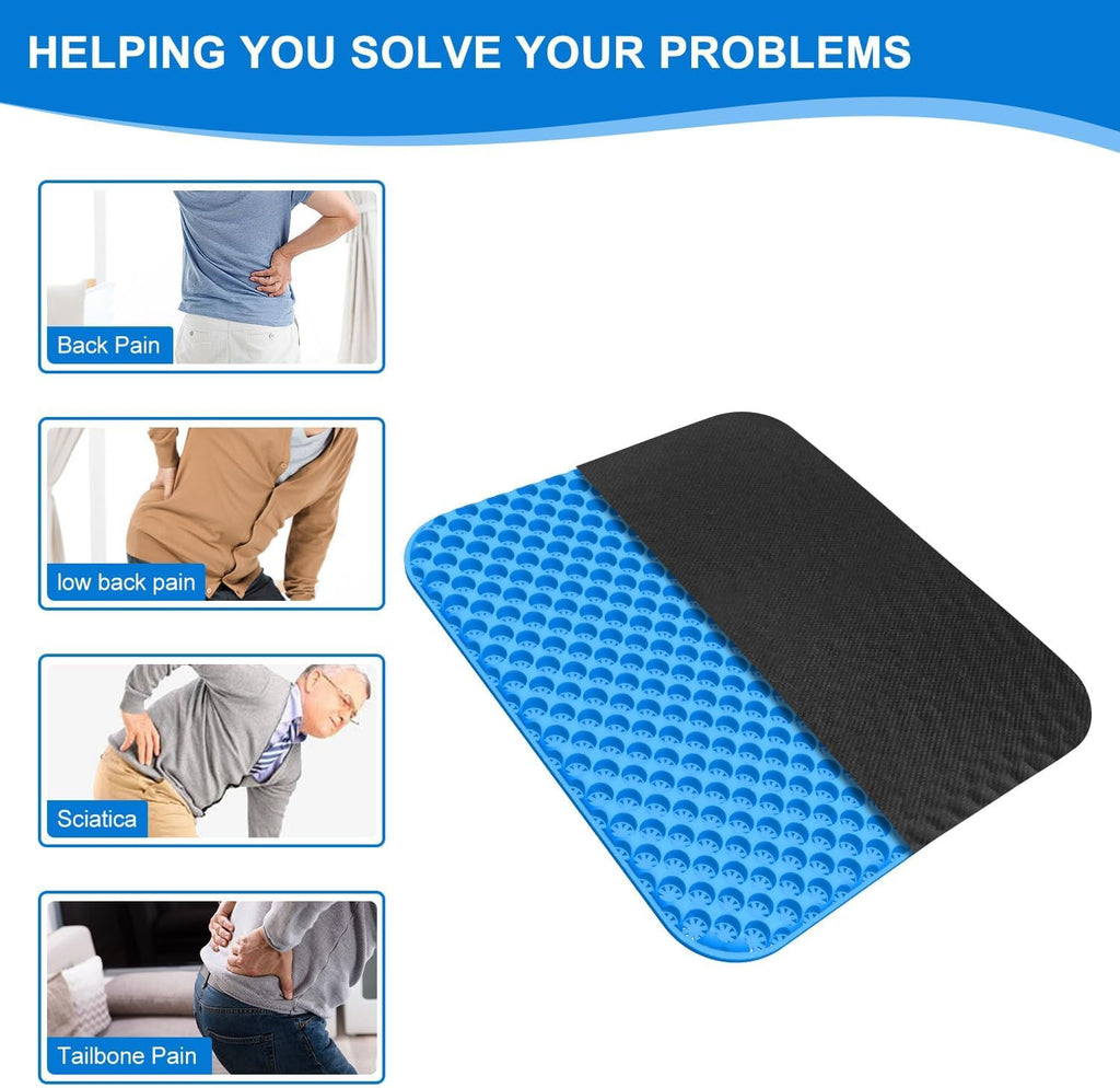 TOEVE Large Gel Seat Cushion For Long Sitting With Non-Slip Covers,Soft & Breathable For Chair,Gaming,Car,Office,Desk Chair and Wheelchair,Office Pads (45 x 45cm-Grey) (40 x 35 x 2.5 cm-Blue)
