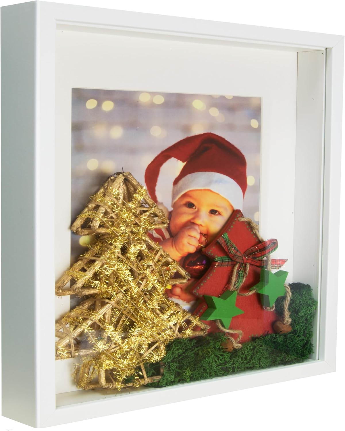 Shadow Box Frame 11x11x1inch, Square, White, Display 3D Frame Picture with Mount 8x8 Plexiglass for Filling, for Objects, Photos, Souvenirs, for Crafts,Baby Items, dried Flowers Main image