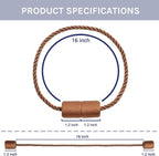 4 Pack Magnetic Curtain Tiebacks 16 Inch Handmade Weave Side Rope Curtain Holdbacks Convenient Decorative Cylinder Curtain Drape Tie Backs for Home & Office Window Drapery (Light Coffee)