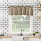 No. 918 Martine Microfiber Semi-Sheer Rod Pocket Kitchen Curtain Valance and Tiers Set, 54" x 36", Taupe