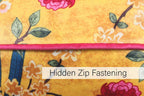 Paoletti Chinoiserie Cushion Cover - Floral Bird Print 100% Polyester Machine Washable Fabric (Gold Yellow - 50 x 50cm)