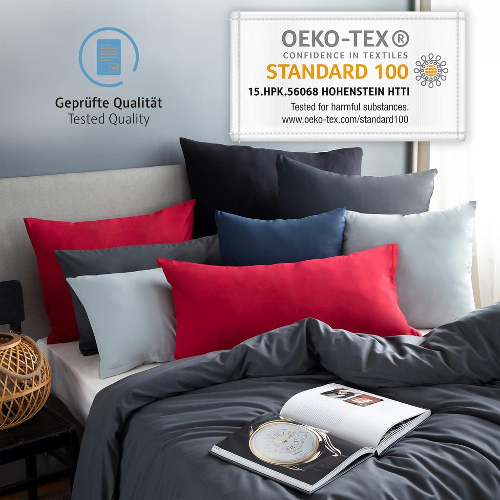 Komfortec 100% cotton cushion covers, set of 2, 80 x 80 cm, super soft premium jersey pillowcase, 150 g/m², cushion cover, grey
