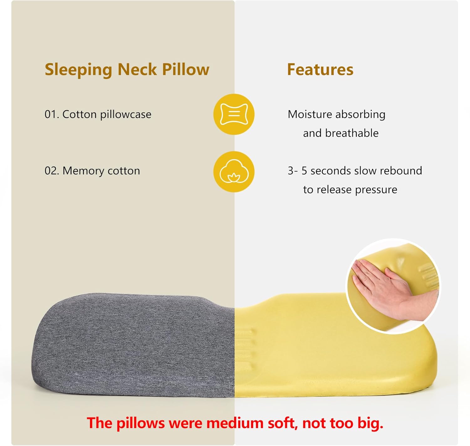 Cervical Neck Pillows for Pain Relief Sleeping, High-Density Memory Foam Neck Bolster Pillow for Stiff Pain Relief, Neck Support Pillow Neck Roll Pillow for Bed Pillow (Dark Gray)