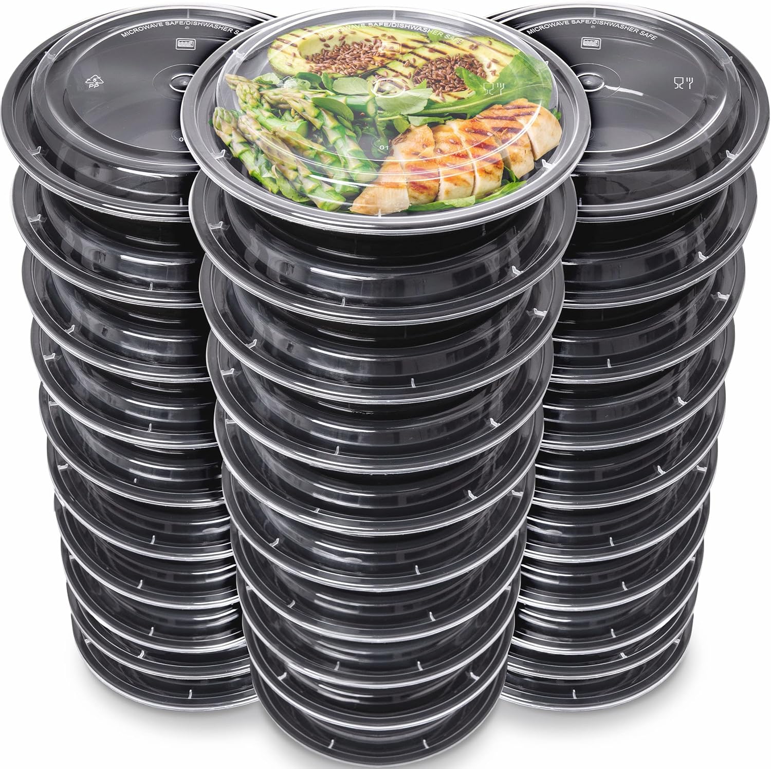 [30-Pack] Meal Prep Containers Reusable - Batch Cooking Plastic Food Containers with Lids - Microwavable Freezer Dishwasher Safe - Takeaway Lunch Box Main image
