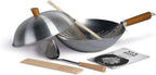 Non-Stick Wok Set, 31cm, Seasoning Wok with Natural Patina Surface, Non-Induction, Wooden Handle, Includes Pan with Lid, Utensils & Recipe Book