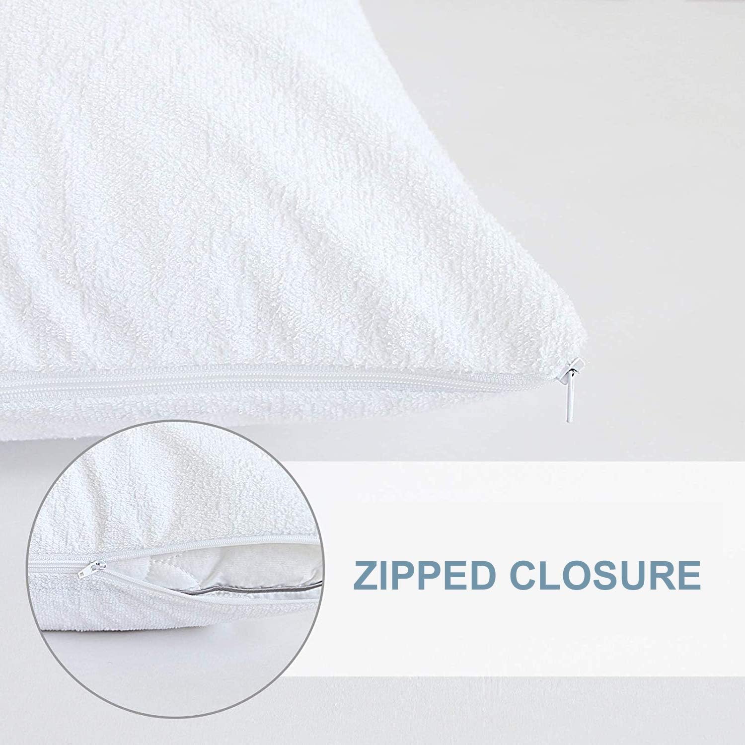 Terry Towelling Waterproof Zipped pillow protector 50x70cms