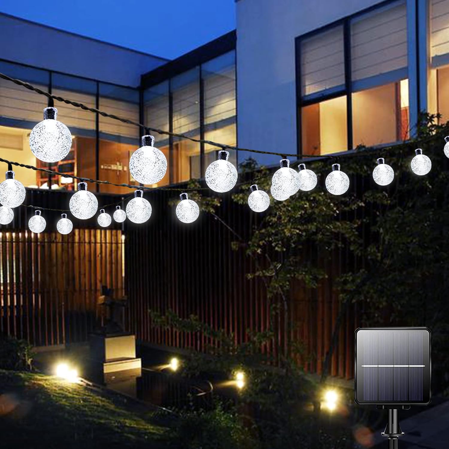 Solar Garden Lights Outdoor Waterproof, 100LED 12M/39Ft Solar Fairy Lights, Crystal Ball Lights with 8 Modes, Decorative Lighting for Home, Yard,Patio, Party, Wedding,Christmas (Cool White) Main image