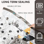 Vacuum Storage Bags 8 Jumbo, Space Saver Bags with Travel Hand Pump, Compression Airtight Sealer Bags for Clothes, Bedding, Pillows, Comforters, Blankets