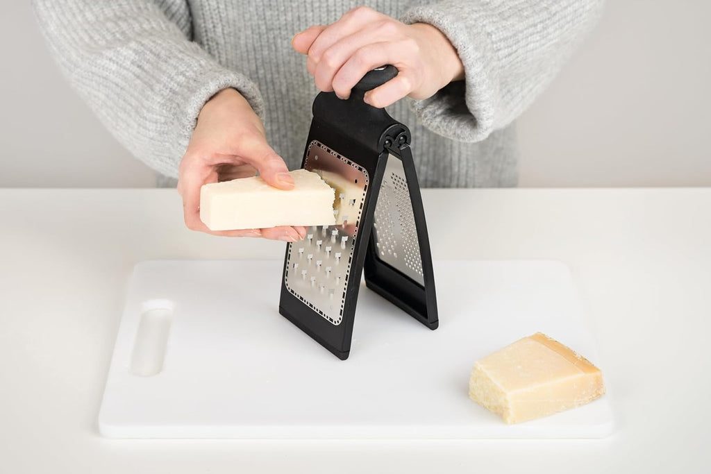 Smart Space 3-Way Fold-Flat Stainless Steel Cheese Grater - Black