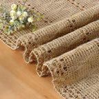 Boho Christmas Table Runner Macrame Farmhouse 95 Inch Burlap Jute Bamboo Coffee Table Runner Rustic Table Cover Dresser Scarf for Christmas Dining Kitchen Table Centerpiece Decor